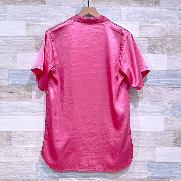 Victorias Secret Gold Label Satin Notch Collar Nightshirt Pink VTG Womens XS P - Picture 4 of 6